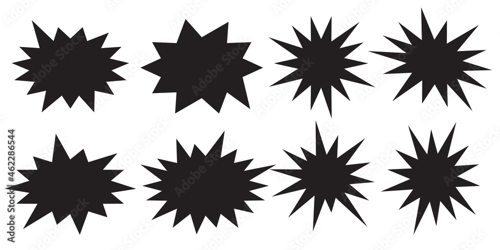 Set of vector starburst, sunburst badges. Starburst isolated icons set Set of vector starburst, sunburst badges. Starburst isolated icons set