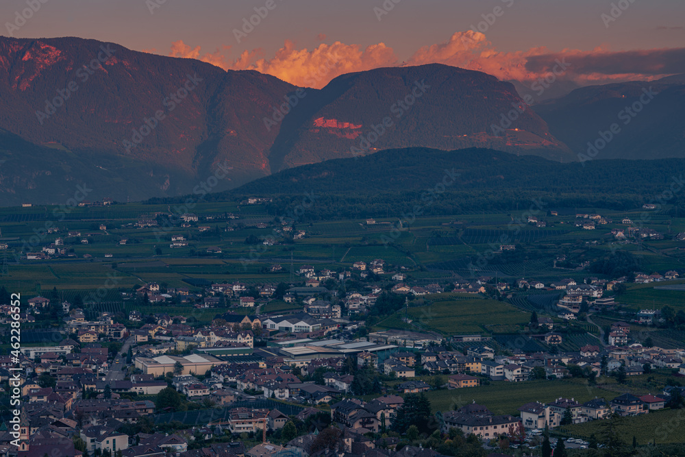 Top view of Eppan near Bolzano in the Italian South Tyrol.