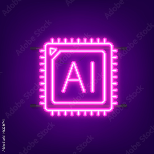 Add to cart icon. Neon icon. Shopping Cart icon. Vector illustration