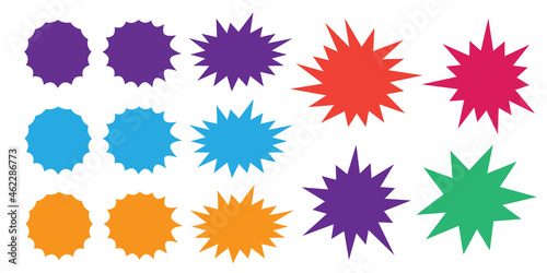 Starburst explosion comic shapes vector. Speech boom bubbles