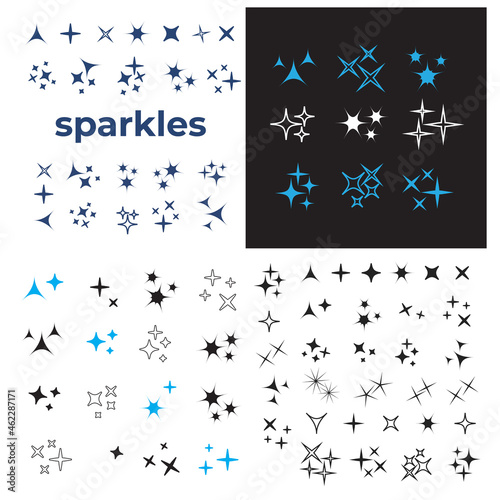 Black sparkles, glowing light effect stars. sparkles vector