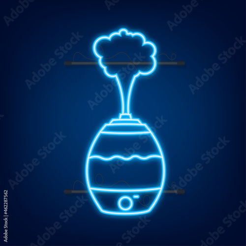 Modern home humidifier icon. Humidifier air diffuser. Purifier microclimate. Neon icon. Vector illustration
