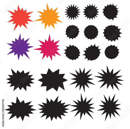 Bursting speech star set. Starburst isolated icons set