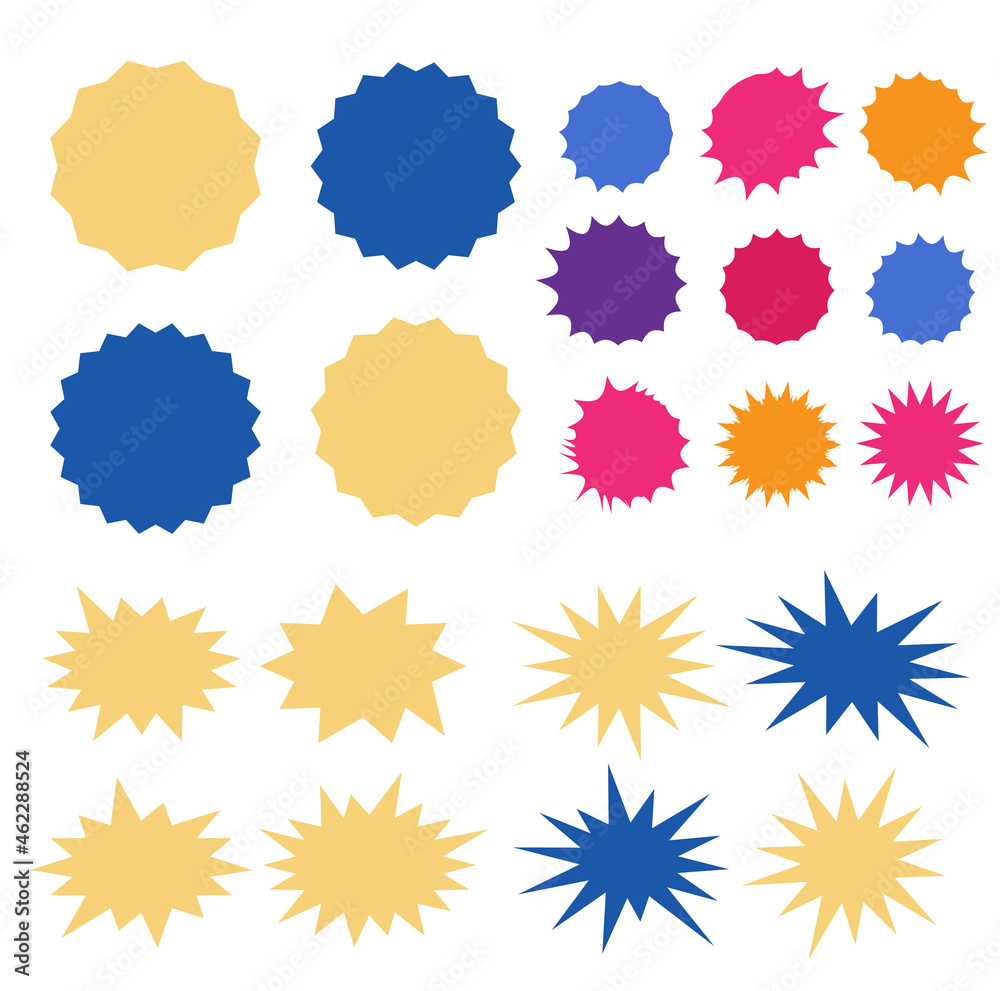 Bursting speech star set. Starburst isolated icons set Bursting speech star set. Starburst isolated icons set