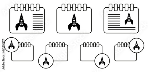 Spacecraft toy vector icon in calender set illustration for ui and ux, website or mobile application