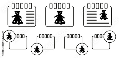 Toy bear in dress vector icon in calender set illustration for ui and ux, website or mobile application