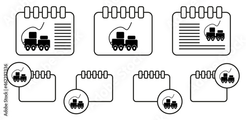 Toy train with blocks vector icon in calender set illustration for ui and ux, website or mobile application