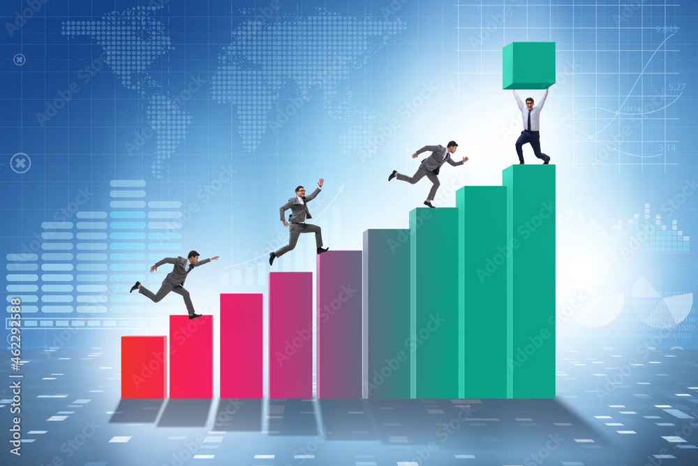 Businessman supporting economic growth on chart