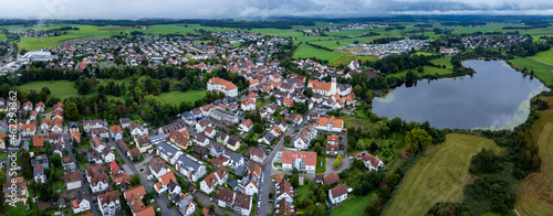 Aerial of the city Ki  legg in Germany on a cloudy day in summer
