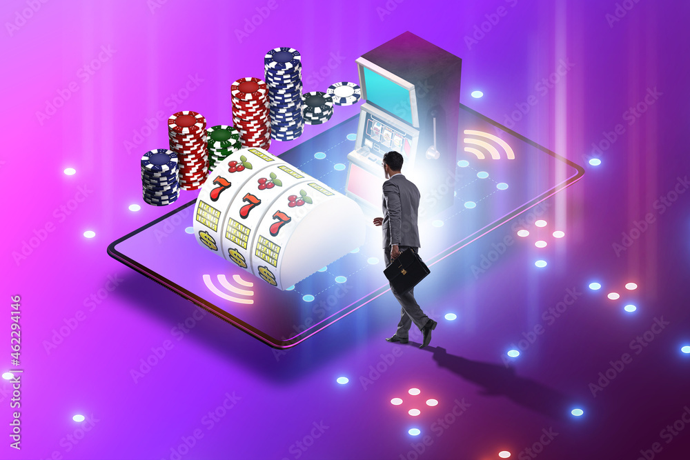 Businessman in online casino concept