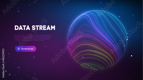 Abstract purple data stream. Abstract digital background cloud technology. Big Data Technology vector illustration. photo