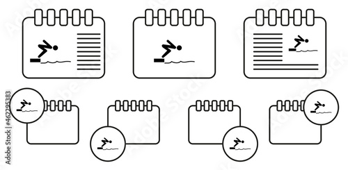 Swimmer jumping from starting block in pool icon. Silhouette of an athlete icon. Sportsman element icon. Premium quality graphic design. Signs, outline symbols collection icon on white background