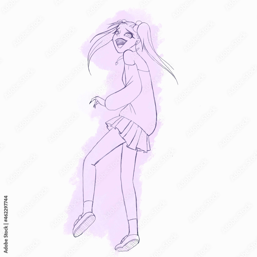Illustration of a mischievous girl Illustration of a mischievous girl