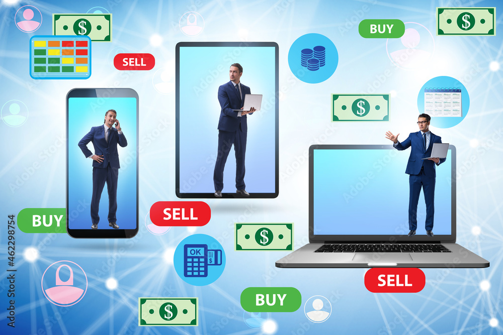 Online currency trading concept with business people Online currency trading concept with business people