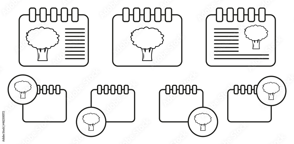 Broccoli vector icon in calender set illustration for ui and ux, website or mobile application