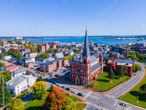 Portland Cathedral of the Immaculate Conception at 307 Congress Street in downtown Portland, Maine ME, USA.  photo