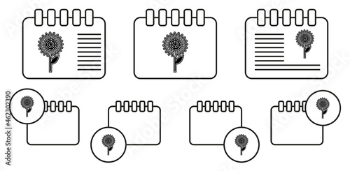 Sunflower vector icon in calender set illustration for ui and ux, website or mobile application