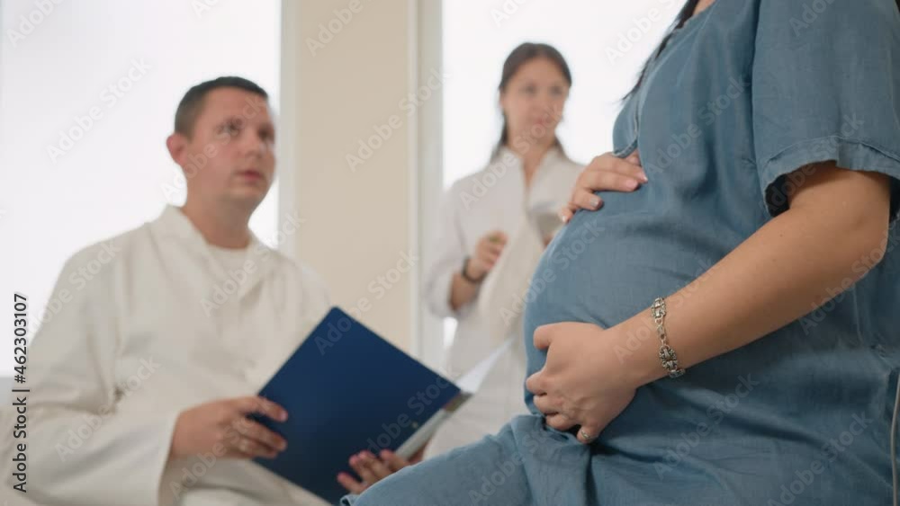 Close up of pregnant woman having diagnostic at clinic Close up of pregnant woman having diagnostic at clinic