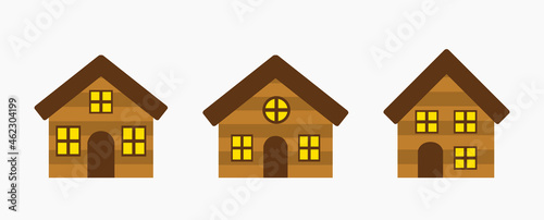 Wooden houses icons.
