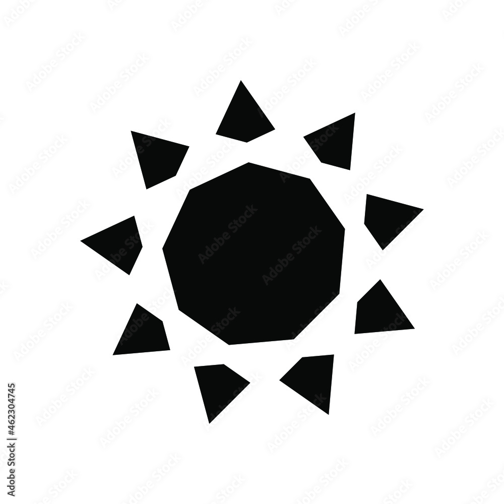 Sun icon. Black sun icon in flat design. Sun symbol. Vector illustration. Sun icon. Black sun icon in flat design. Sun symbol. Vector illustration.