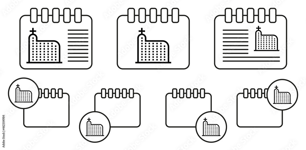 Hospital, building vector icon in calender set illustration for ui and ux, website or mobile application Hospital, building vector icon in calender set illustration for ui and ux, website or mobile application
