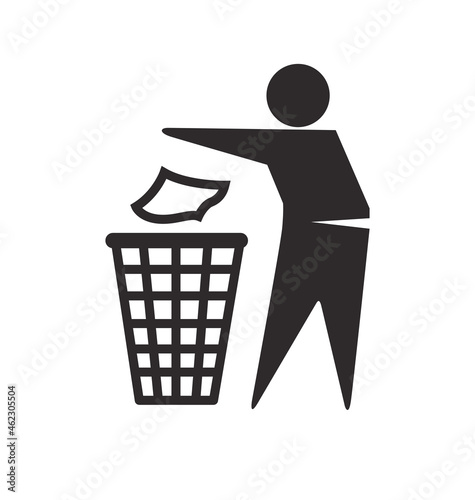 put your trash rubbish in bin symbol