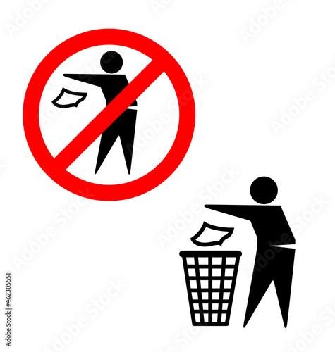do not litter put trash in bin signs