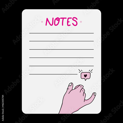 Blank white notes paper with promise hand design