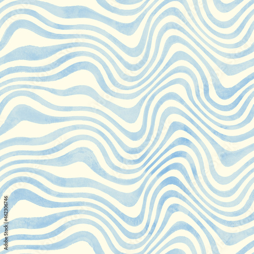 3D Fototapete Wellen - Fototapete Abstract trendy wavy striped watercolor seamless pattern