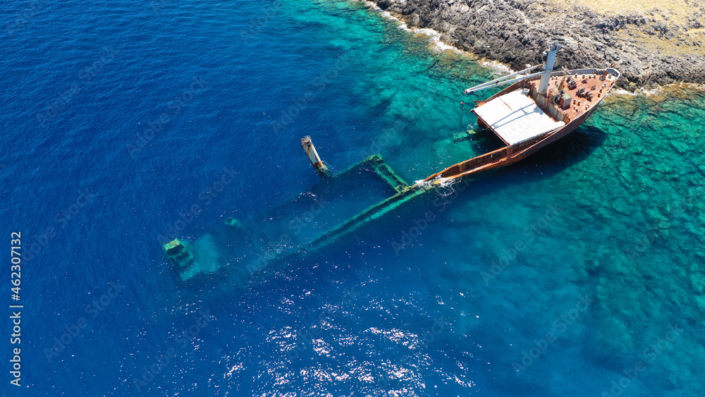 Obraz premium Aerial drone photo of famous shipwreck of 