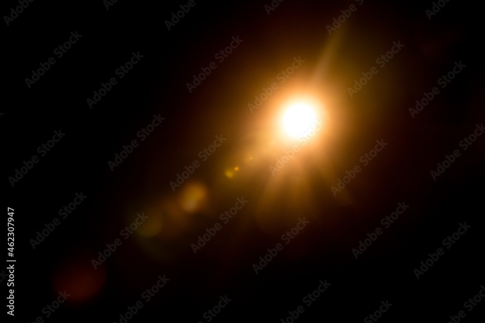 Abstract Natural Sun flare on the black Abstract Natural Sun flare on the black