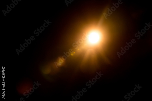 Abstract Natural Sun flare on the black