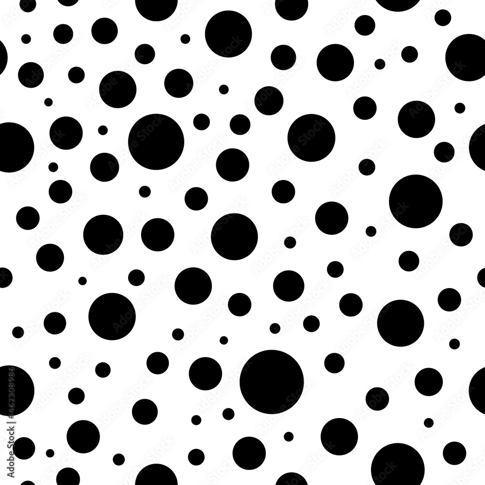Polka dot pattern. Seamless pattern with black circle on white background.  Abstract texture for print. Irregular big and small spot. Fashion geometric  illustration with halftone. Vector Stock Vector | Adobe Stock