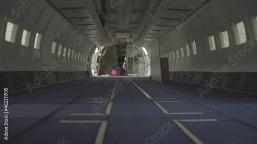 aircraft in the hangar being repaired