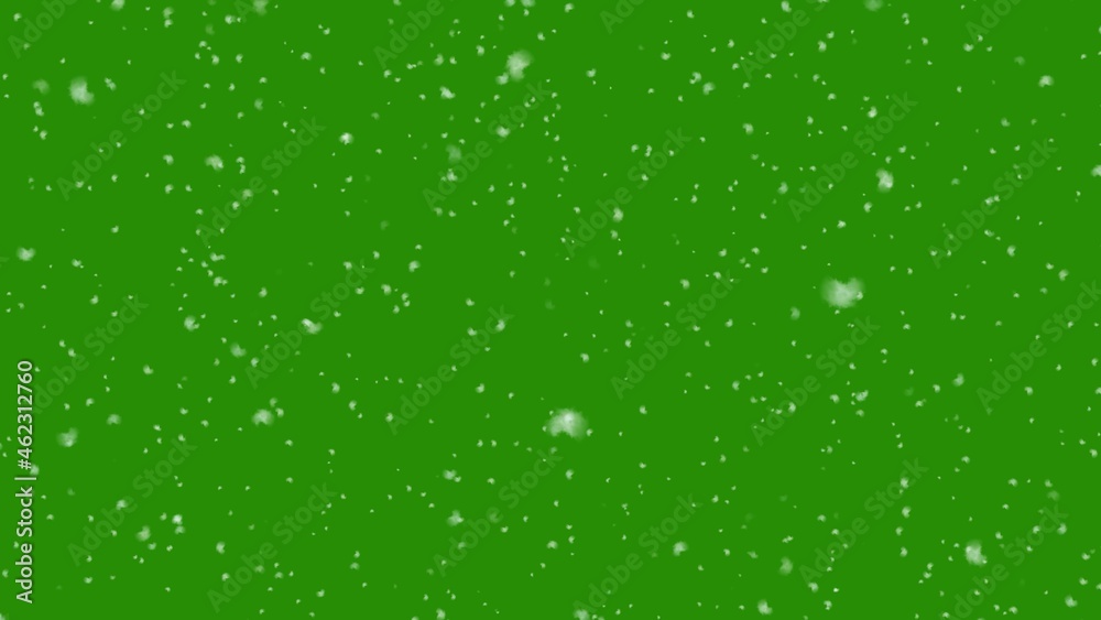 Realistic snowfall background isolated on green screen background. 3d rendering
