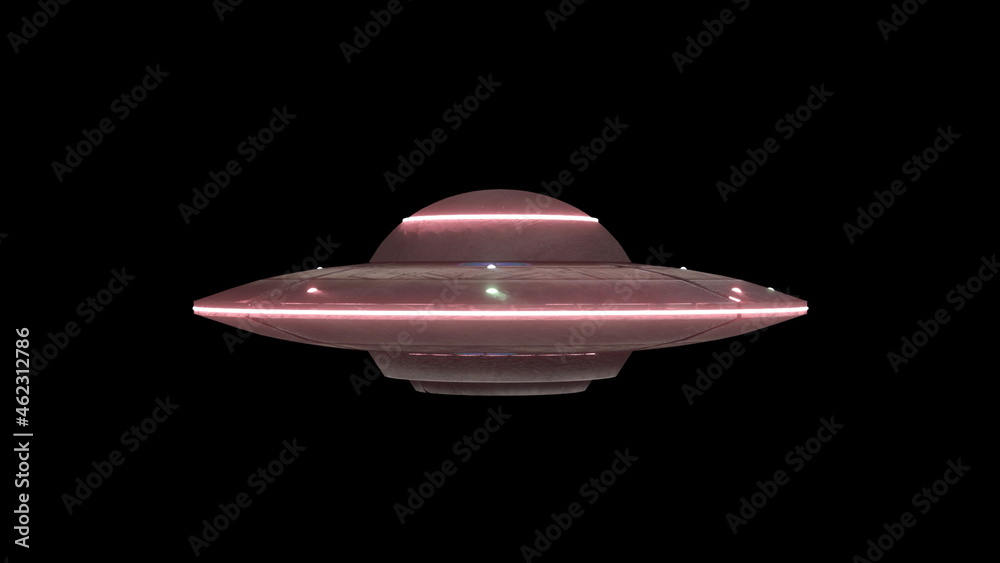 UFO rotating spacecraft with extraterrestrial visitors, Alien flying ...