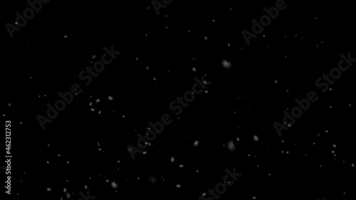 Realistic snowfall background isolated on black background. 3d rendering