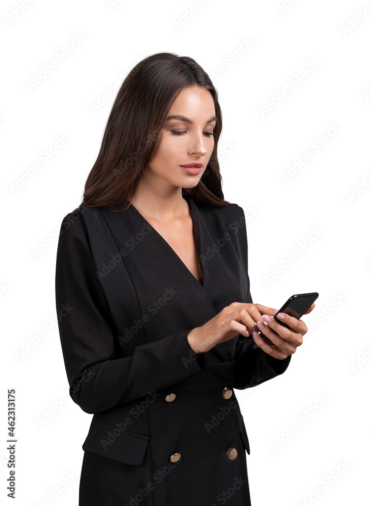 Young attractive businesswoman wearing formal suit is standing, Young attractive businesswoman wearing formal suit is standing,