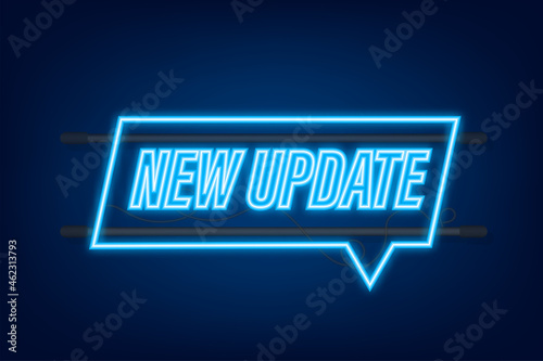 Blue vector bubble banner new update. Neon icon. Vector illustration
