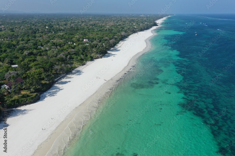 Aerial view: Diani beach in Kenya