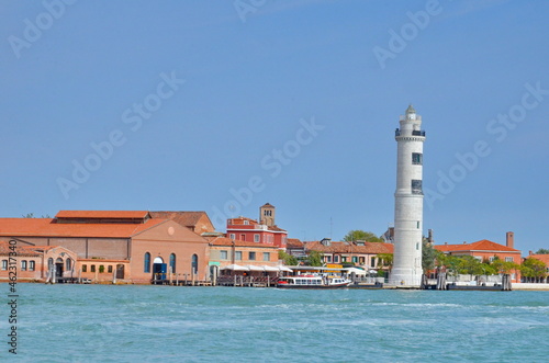 Murano Island in Venice with its beautiful lighthouse in Italy.