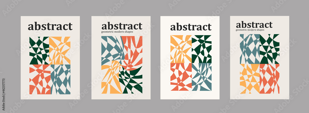 Set of Abstract Trendy Modern Posters Vector Design. Cool minimalistic abstraction art. - obrazy, fototapety, plakaty 