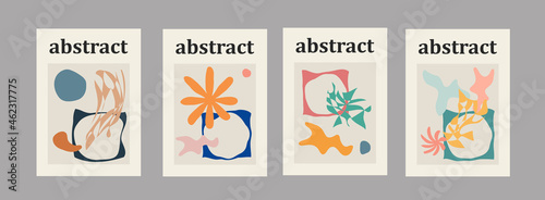 Set of Abstract Trendy Modern Posters Vector Design. Cool minimalistic abstraction art.