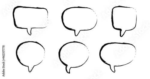 Speech bubbles linear brush vector set. Dialog icons.