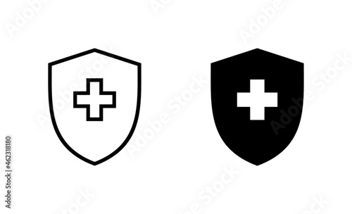 Health insurance icons set. Insurance health document sign and symbol