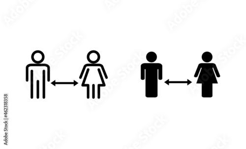 Social distancings set. social distance sign and symbol. self quarantine sign