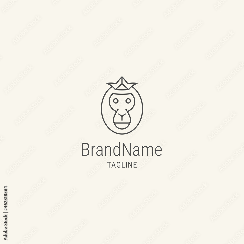Obraz premium Head monkey logo, with flat style logo template