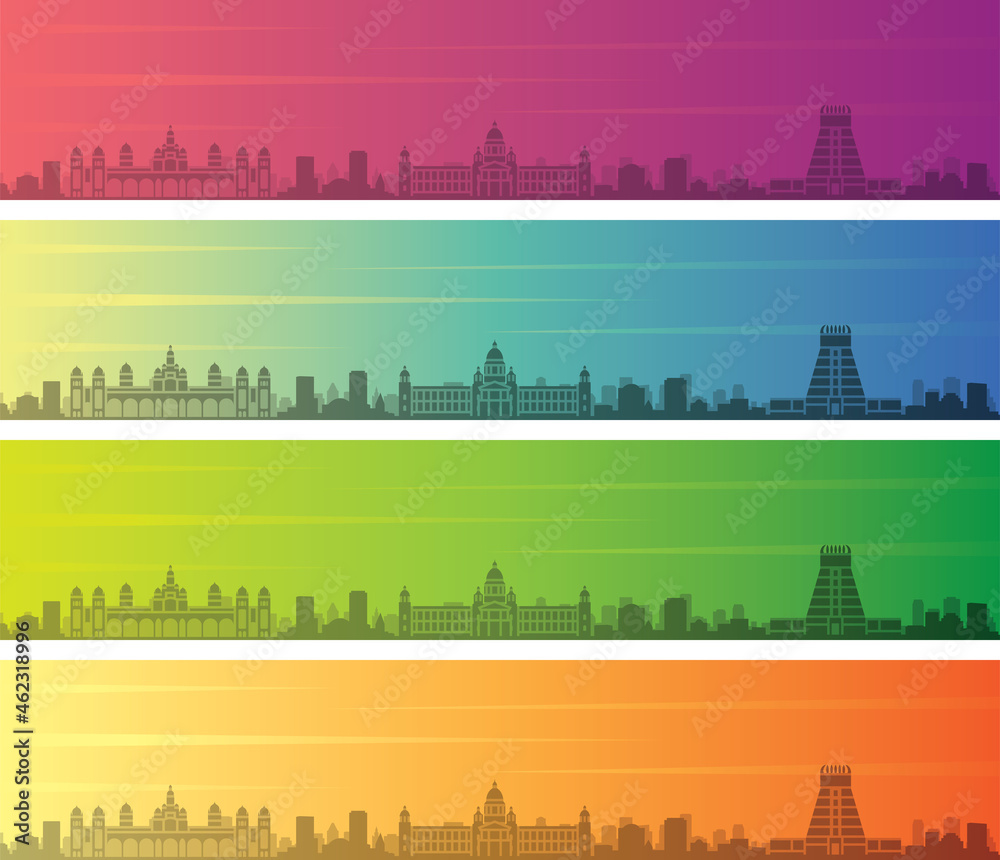 Mysuru Multiple Color Gradient Skyline Banner