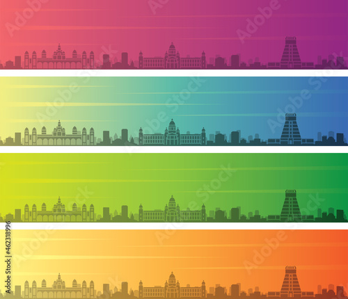 Mysuru Multiple Color Gradient Skyline Banner