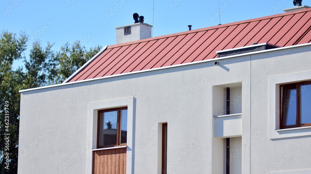 Modern and new apartment building. Multistoried modern, new and stylish living block of flats.